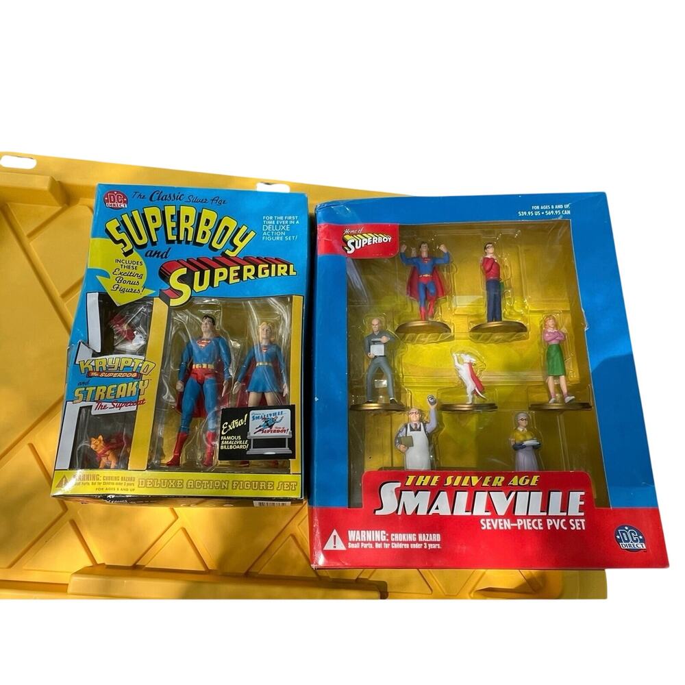 DC Direct Silver Age Superboy Supergirl Smallville Krypto Figure Lot 2001 2002